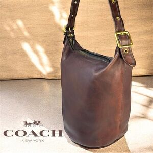 COACH 1990’s Vintage Brown Leather Duffle Bucket Shoulder Bag Unisex XL